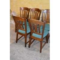 thumb-Set van 6 eiken eetkamerstoelen met groene stof jaren 80-7