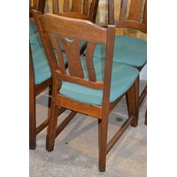 thumb-Set van 6 eiken eetkamerstoelen met groene stof jaren 80-8