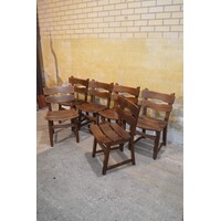 thumb-Set van 6 vintage brutalist eiken eetkamerstoelen jaren 70-2