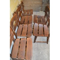 thumb-Set van 6 vintage brutalist eiken eetkamerstoelen jaren 70-8