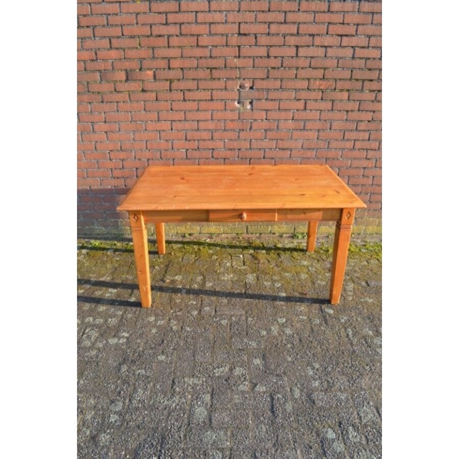 Grenen eettafel met lade en demontabele poten-2