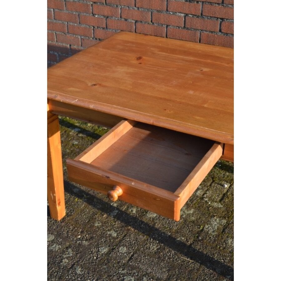 Grenen eettafel met lade en demontabele poten-5