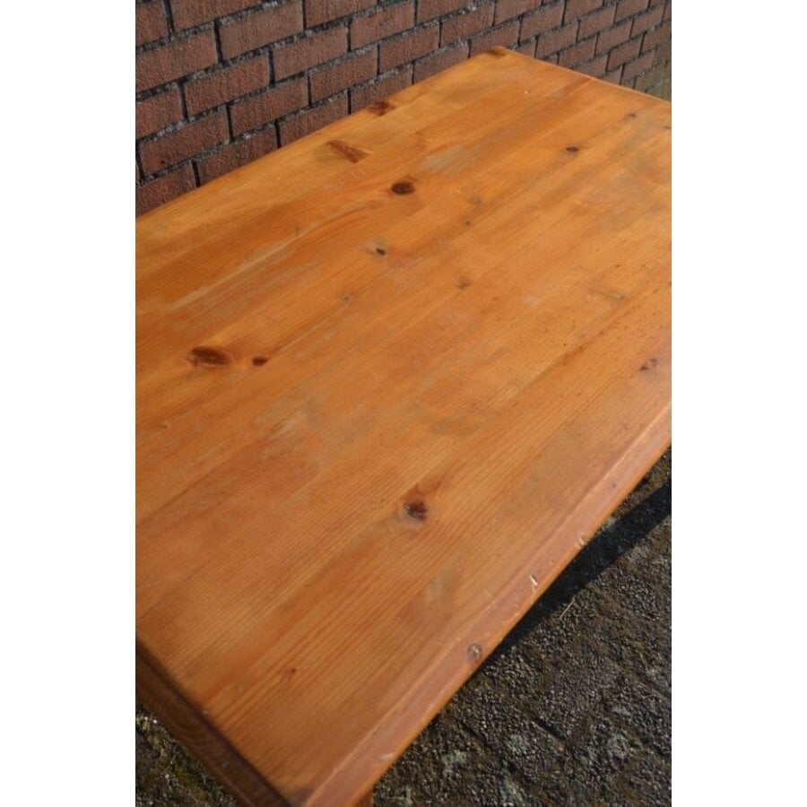Grenen eettafel met lade en demontabele poten-6