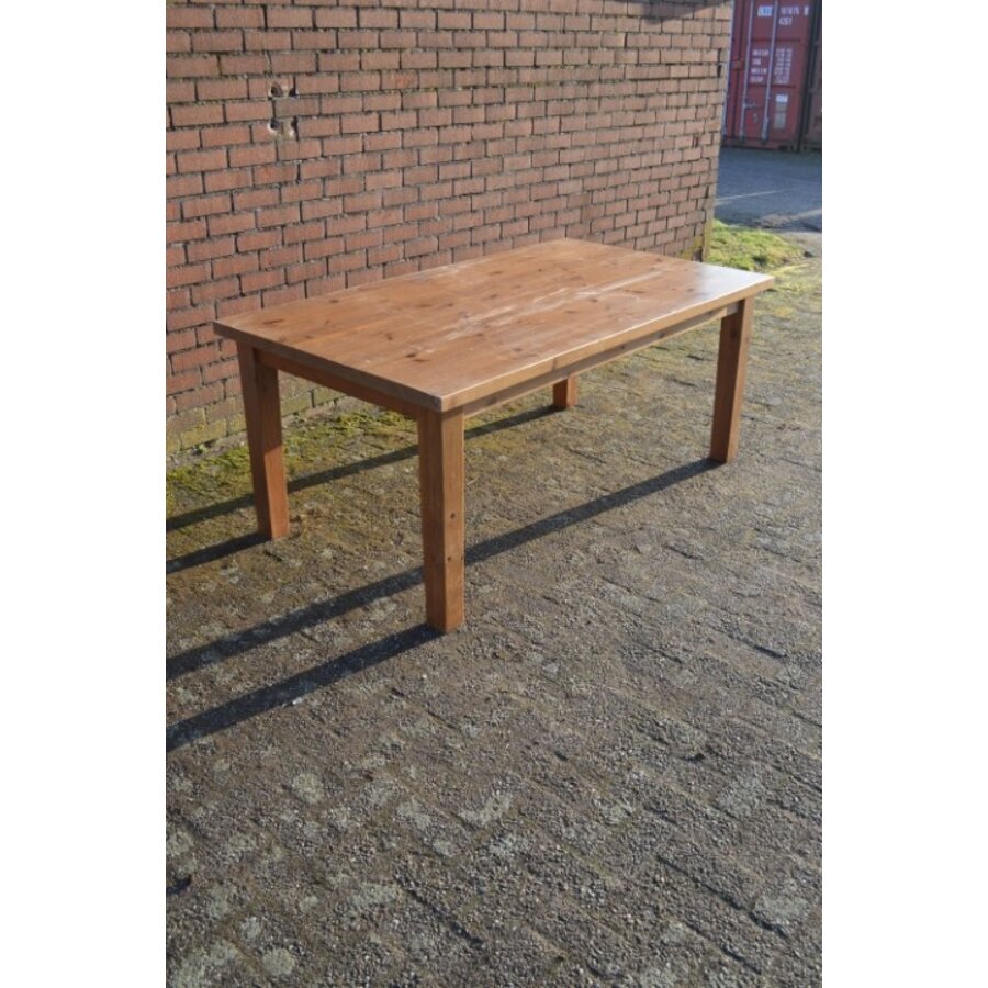 Lange grenen eettafel voor 10 personen met opknapwerk-2
