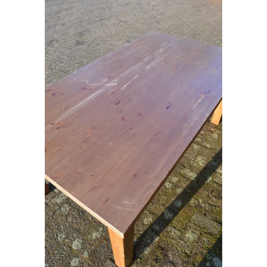 Lange grenen eettafel voor 10 personen met opknapwerk-6