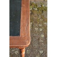 thumb-Antieke uitschuifbare eettafel met leren blad en mahoniehout-5