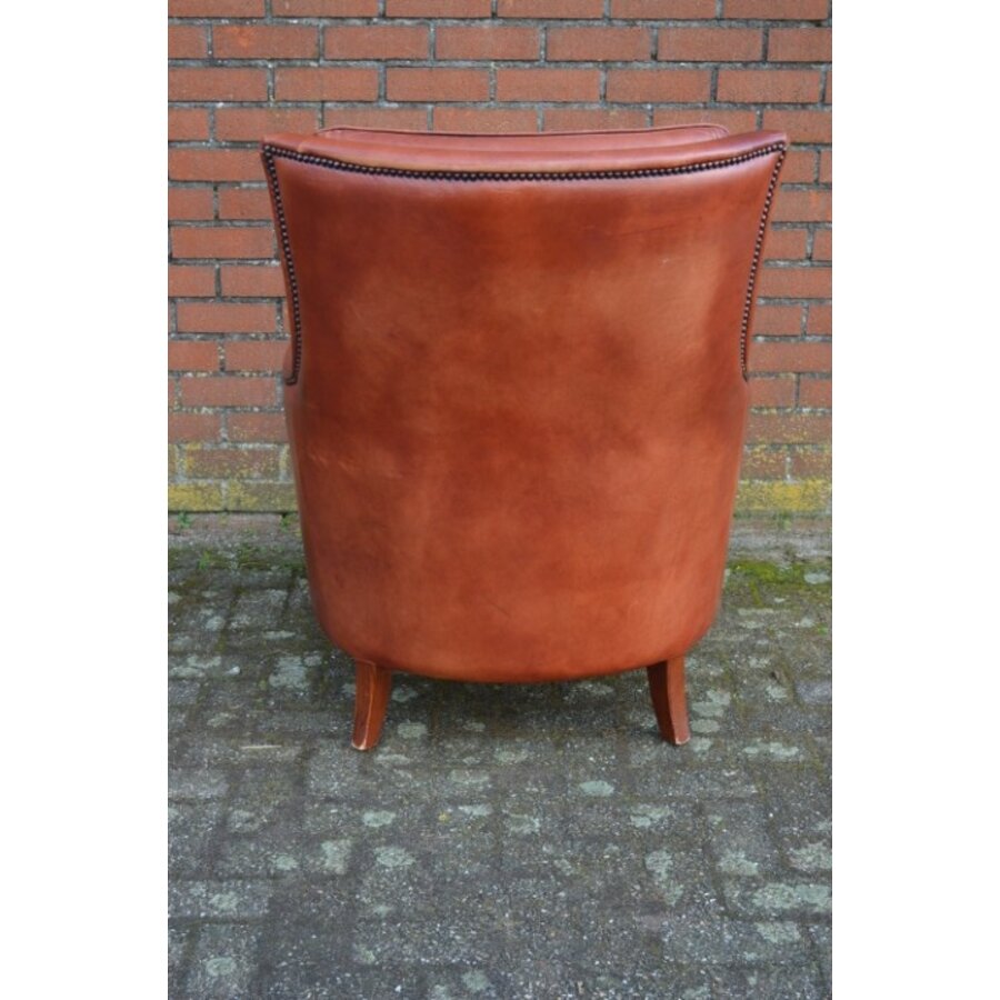 Engelse Bendic International Chesterfield fauteuil van cognackleurig schapenleer-8