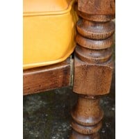 thumb-Eiken bankstel met goudgele leren kussens – 2 banken en 2 fauteuils-10