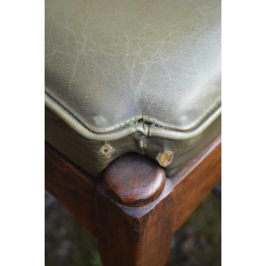 Set van 6 massief eiken barkrukken met leren zitting en metalen frame – mid-century-6