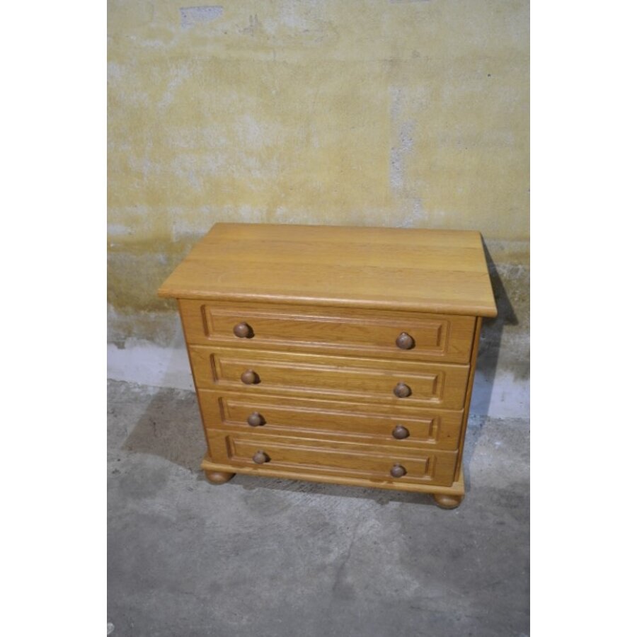 Vintage ladenkastje van blank eikenfineer met vier lades – jaren 70-2