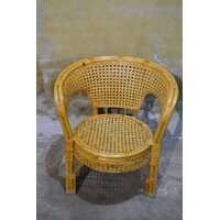 thumb-Vintage rotan armstoeltje met webbing rug- en zitting-2