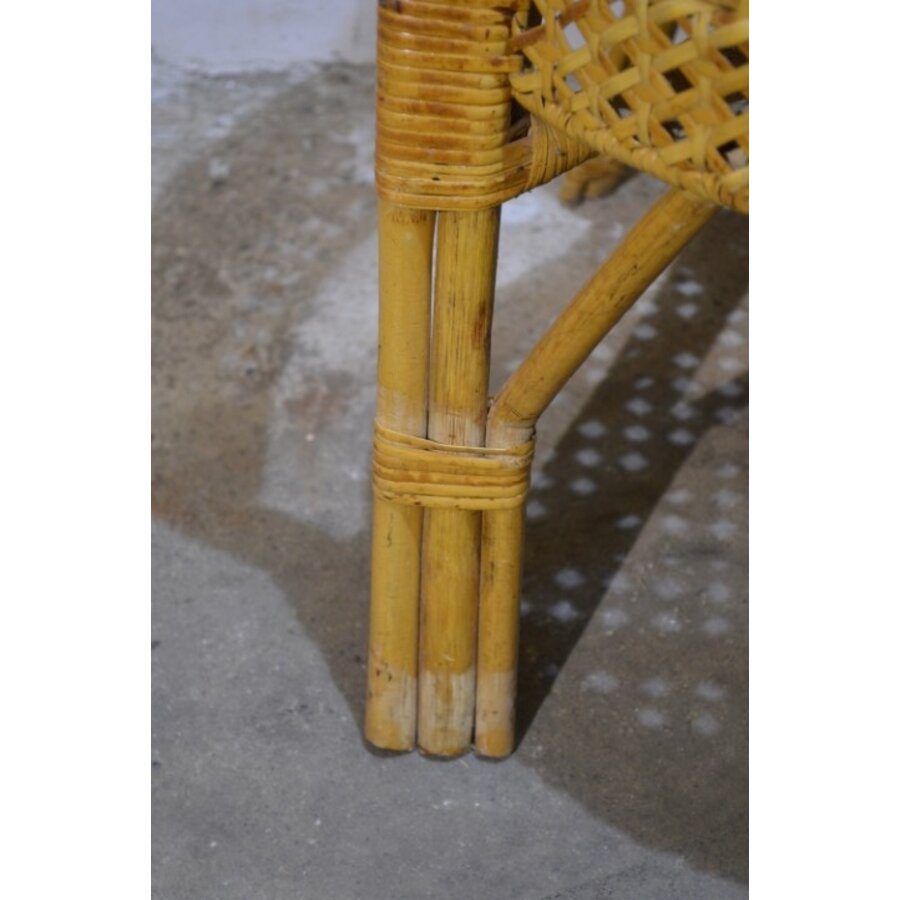 Vintage rotan armstoeltje met webbing rug- en zitting-3