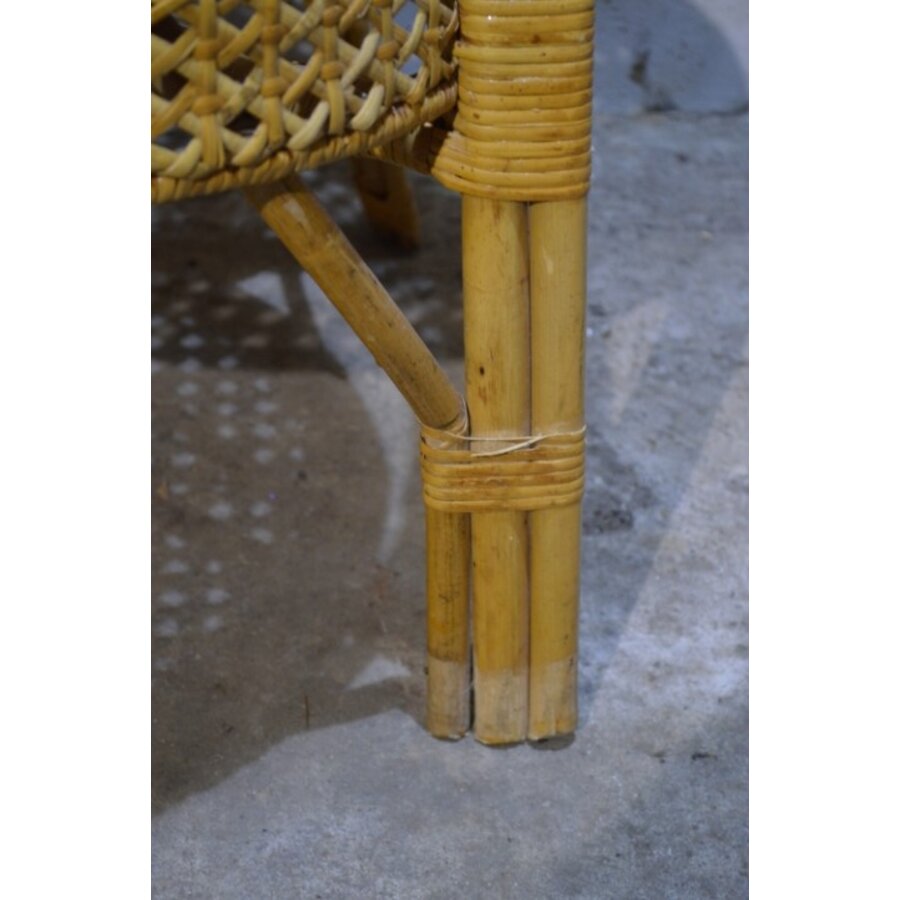 Vintage rotan armstoeltje met webbing rug- en zitting-4