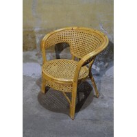 thumb-Vintage rotan armstoeltje met webbing rug- en zitting-5