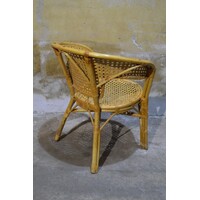 thumb-Vintage rotan armstoeltje met webbing rug- en zitting-7