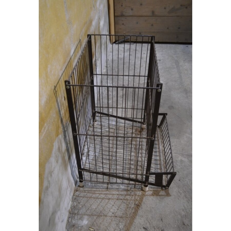 Vintage Frans metalen rek voor aardappel, groente en fruit-2