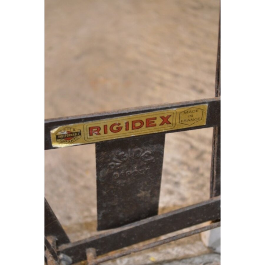 Vintage Frans metalen rek voor aardappel, groente en fruit-6