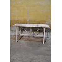 thumb-Vintage metalen bankje – hardhouten latten tuinbank-3