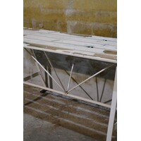 thumb-Vintage metalen bankje – hardhouten latten tuinbank-5