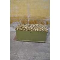 thumb-Oude grenen zitkist in groen met beklede deksel en opbergruimte-4