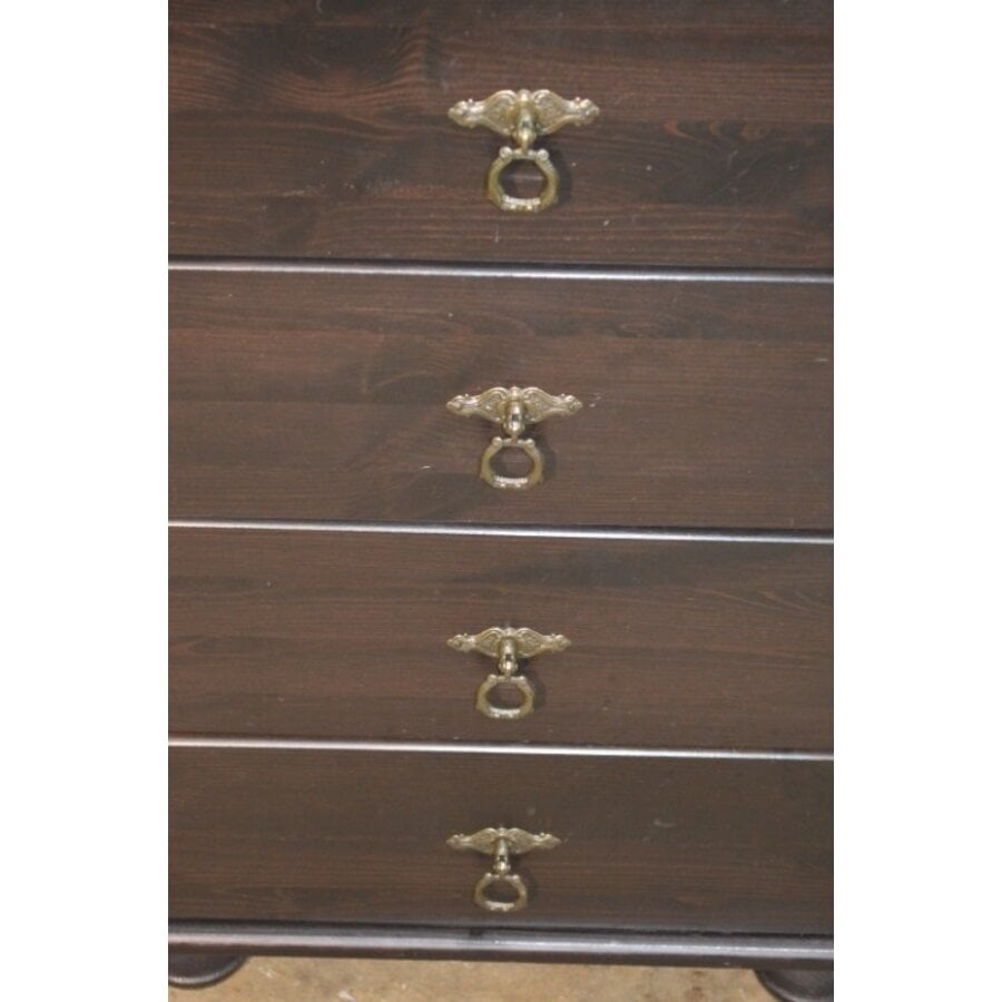 Ladekast in zwart en bruin hout in landelijke stijl met meerdere laden-4