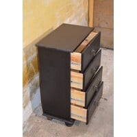 thumb-Ladekast in zwart en bruin hout in landelijke stijl met meerdere laden-5