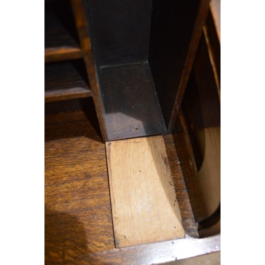 Antiek eiken bureautje met rolklep en secretaire indeling-10