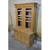 thumb-Antiek grenen vitrinekast met onderkast en 8 lades-6