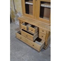 thumb-Antiek grenen vitrinekast met onderkast en 8 lades-7