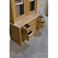 thumb-Antiek grenen vitrinekast met onderkast en 8 lades-8