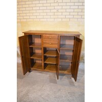 thumb-Donker eiken dressoir met schappen en laden-4