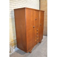 thumb-Eiken kledingkast met laden en schappen Amsterdamse School-2