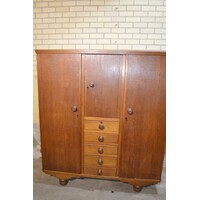 thumb-Eiken kledingkast met laden en schappen Amsterdamse School-3