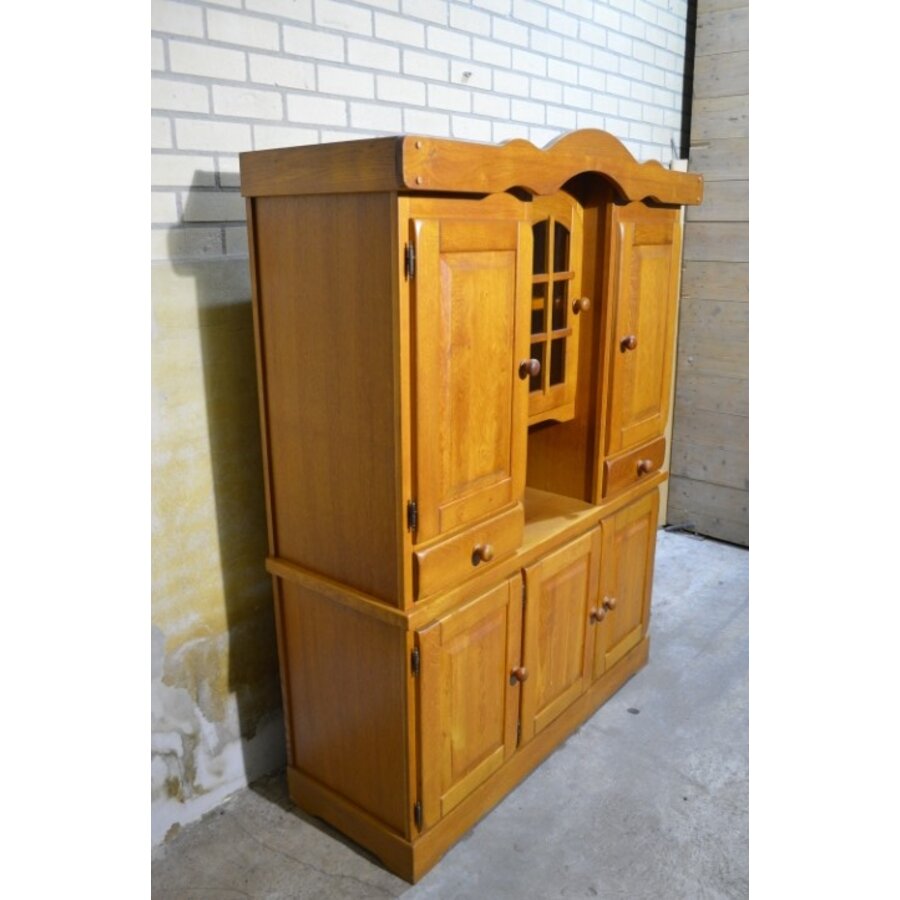 Blank eiken buffetkast 2-delig met vitrine en laden-2