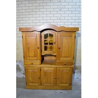thumb-Blank eiken buffetkast 2-delig met vitrine en laden-1