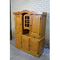 thumb-Blank eiken buffetkast 2-delig met vitrine en laden-3