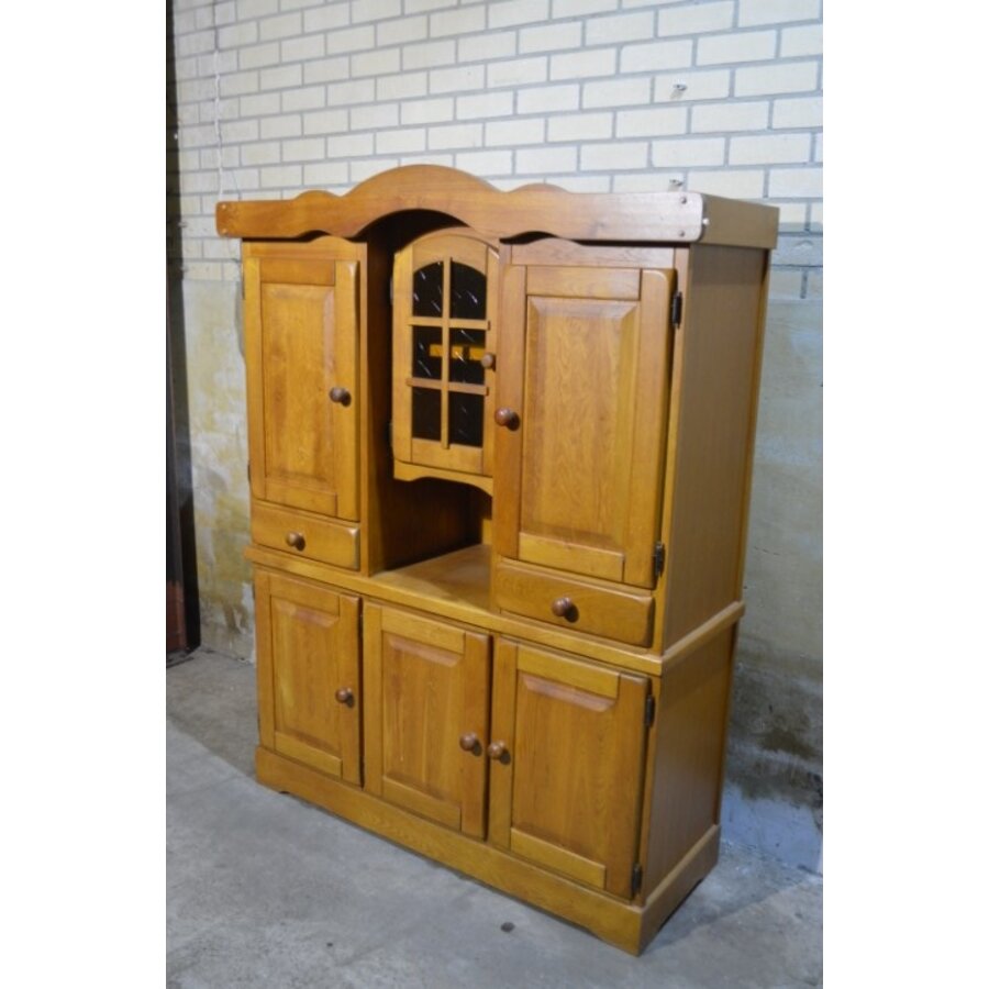 Blank eiken buffetkast 2-delig met vitrine en laden-3