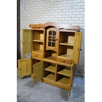thumb-Blank eiken buffetkast 2-delig met vitrine en laden-6