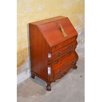 thumb-Barok klepsecretaire met groen leren schrijfblad en laden-1