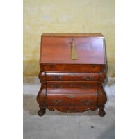 thumb-Barok klepsecretaire met groen leren schrijfblad en laden-2