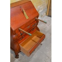 thumb-Barok klepsecretaire met groen leren schrijfblad en laden-7