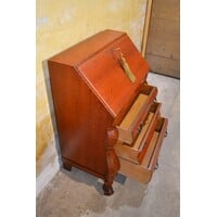 thumb-Barok klepsecretaire met groen leren schrijfblad en laden-8
