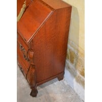 thumb-Barok klepsecretaire met groen leren schrijfblad en laden-9