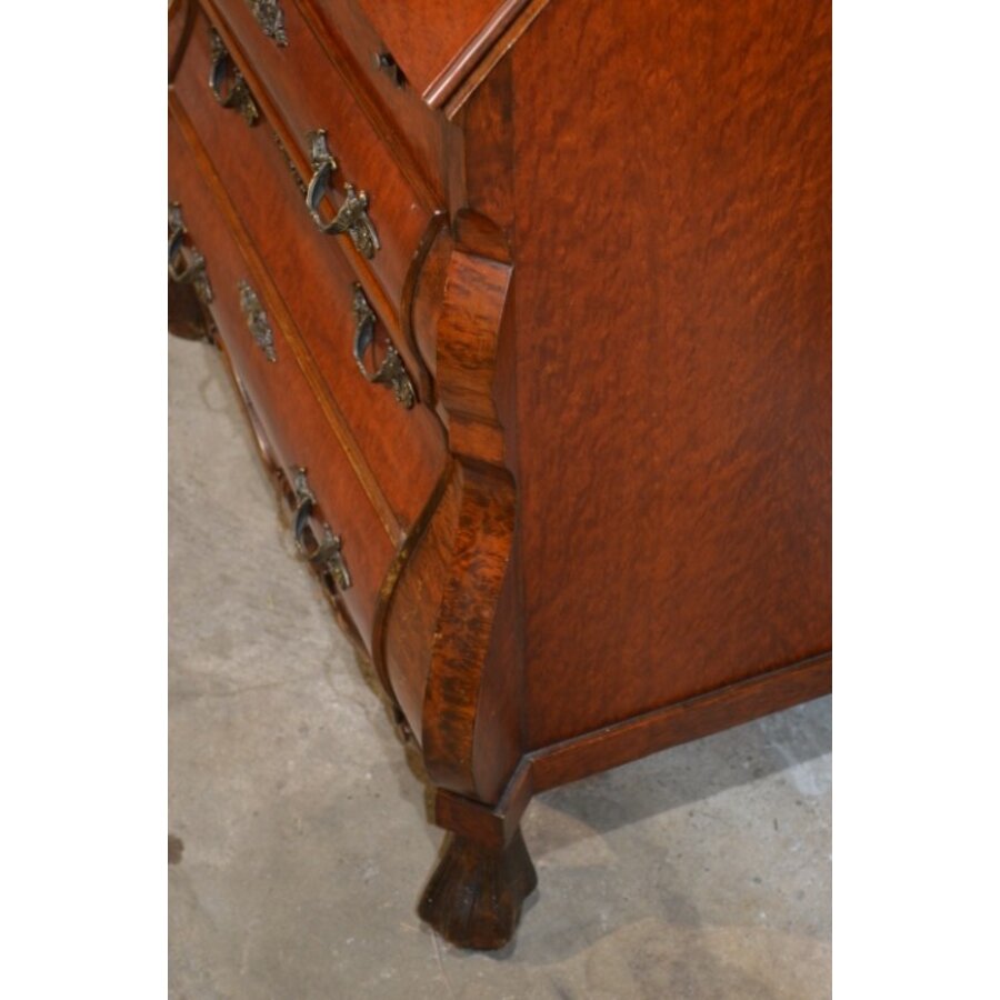 Barok klepsecretaire met groen leren schrijfblad en laden-10