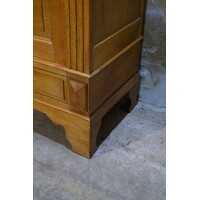 thumb-Antieke massief eiken kledingkast met laden en schappen-4