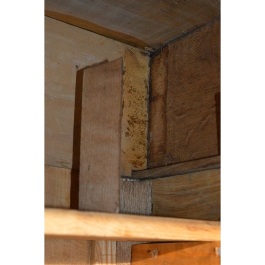 Antieke massief eiken kledingkast met laden en schappen-9