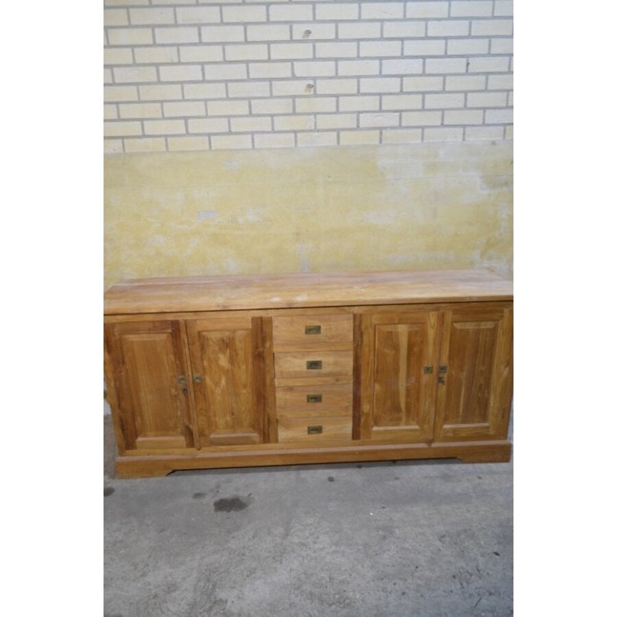 Massief teakhouten dressoir met laden en deurtjes-4