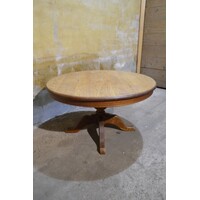 thumb-Ronde eiken salontafel met centraal voetstuk-1