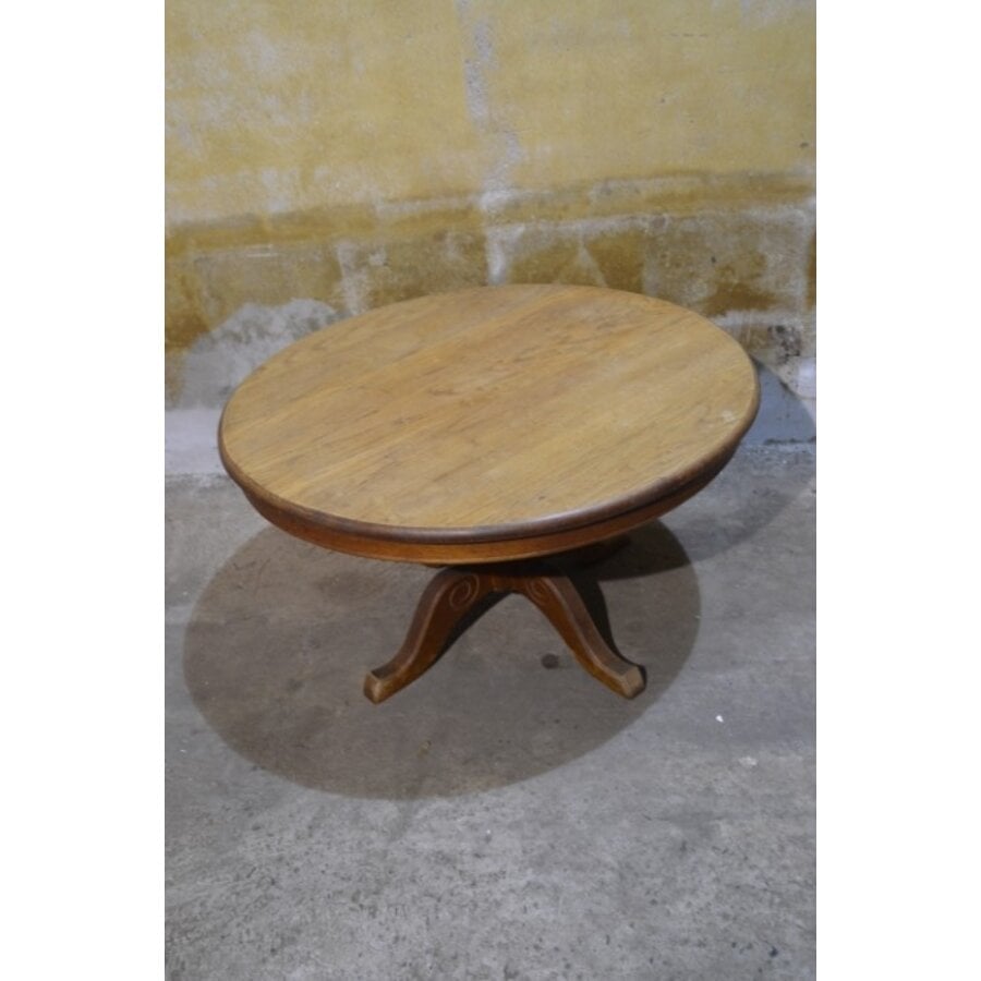 Ronde eiken salontafel met centraal voetstuk-6