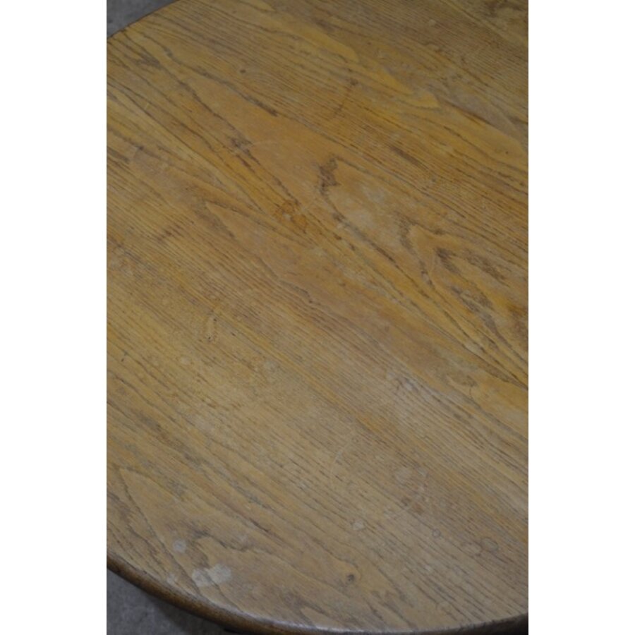 Ronde eiken salontafel met centraal voetstuk-7